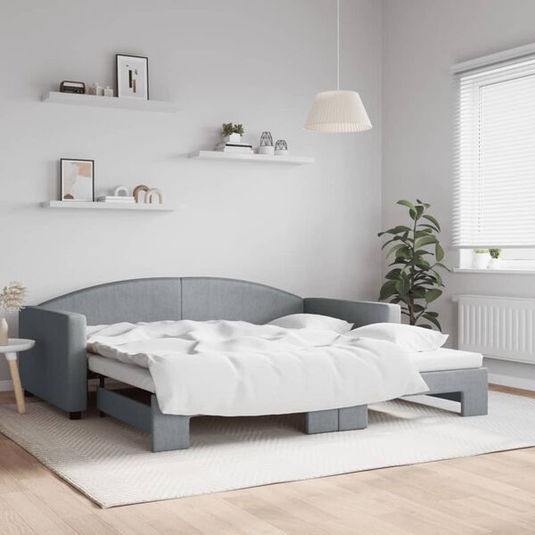vidaXL Tagesbett Ausziehbar Hellgrau 100x200 cm Stoff