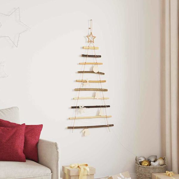 vidaXL Weihnachtsbaum mit 30 LEDs Natur 90 cm Massives Eschenholz