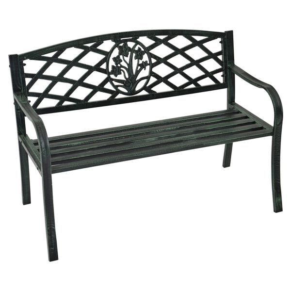 Lesli Living Gartenbank St. James 114x59,5x80 cm Metall Gr&uuml;n