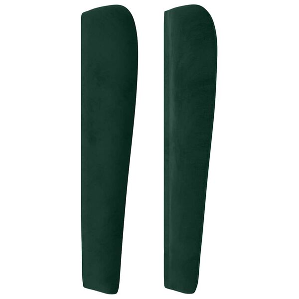 vidaXL Kopfteil mit Ohren Dunkelgr&uuml;n 203x23x118/128 cm Samt