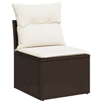 vidaXL Gartensessel ohne Armlehnen mit Kissen Braun Poly Rattan