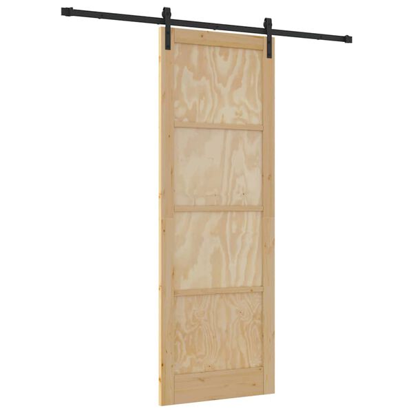 vidaXL Schiebet&uuml;r Braun 83 x 232 cm Massives Kiefernholz