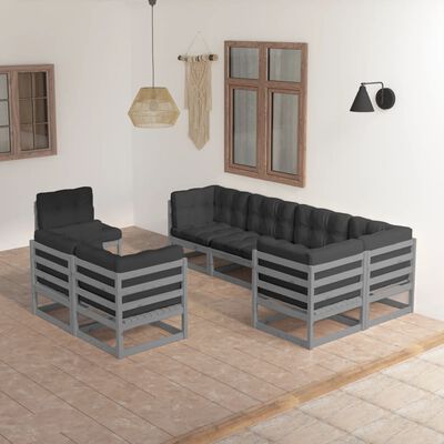 vidaXL 8-tlg. Garten-Lounge-Set mit Kissen Massivholz Kiefer