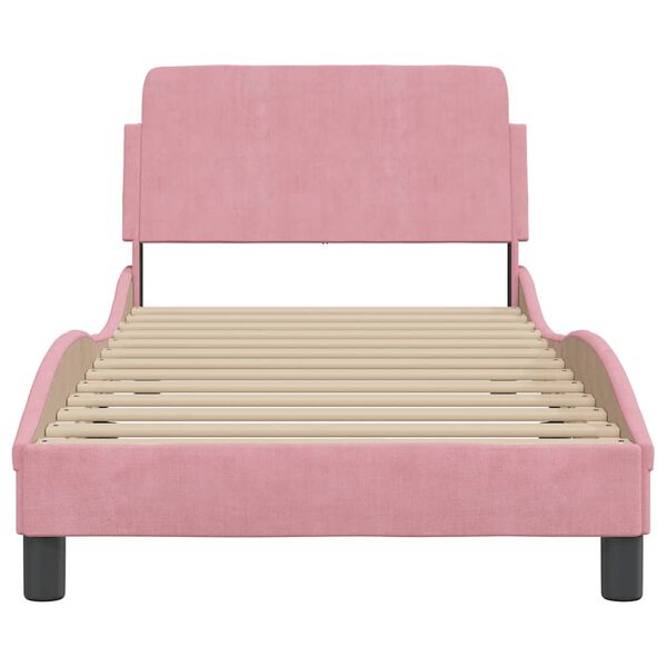 vidaXL Bettgestell mit Kopfteil "Dover" Rosa 90x200 cm Samt