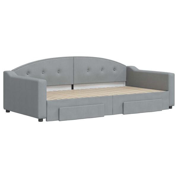 vidaXL Tagesbett Ausziehbar mit Schubladen Hellgrau 100x200 cm Stoff
