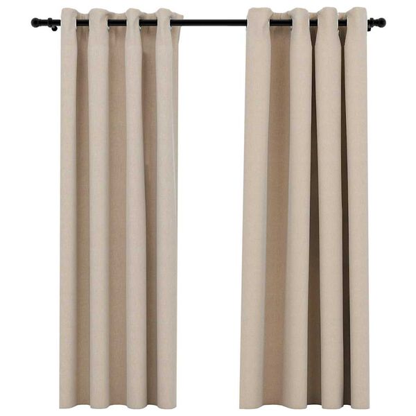vidaXL Verdunkelungsvorh&auml;nge 2 Stk. &Ouml;sen Leinenoptik Beige 140x175 cm