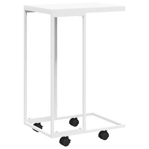 vidaXL Beistelltisch mit Rollen Wei&szlig; 40x30x63,5 cm Holzwerkstoff
