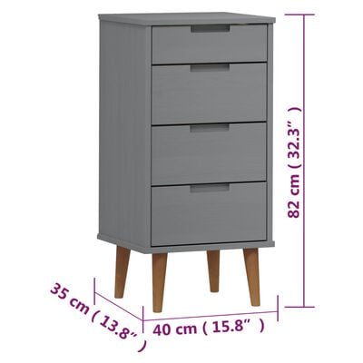 vidaXL Schubladenschrank MOLDE Grau 40x35x82 cm Massivholz Kiefer