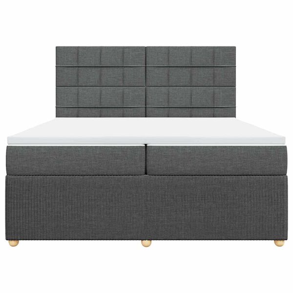 vidaXL Boxspringbett mit Matratze Dunkelgrau 200x200 cm Stoff