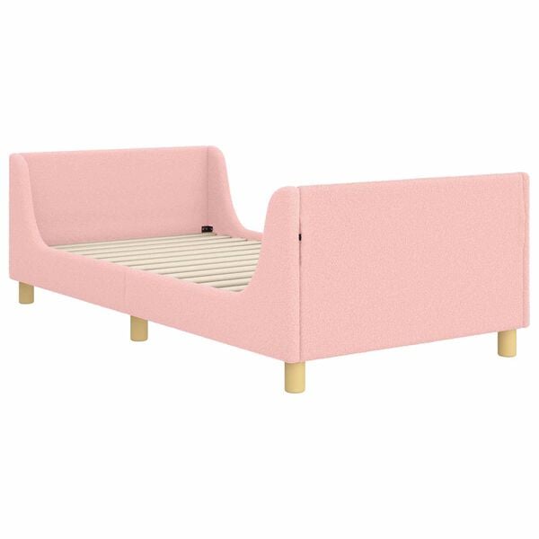 vidaXL Kinderbettgestell mit Kopfteil Rosa 80 x 200 cm Schafstoff
