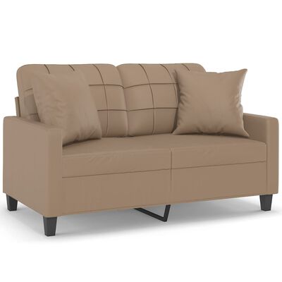 vidaXL 2-Sitzer-Sofa mit Zierkissen Cappuccino-Braun 120 cm Kunstleder