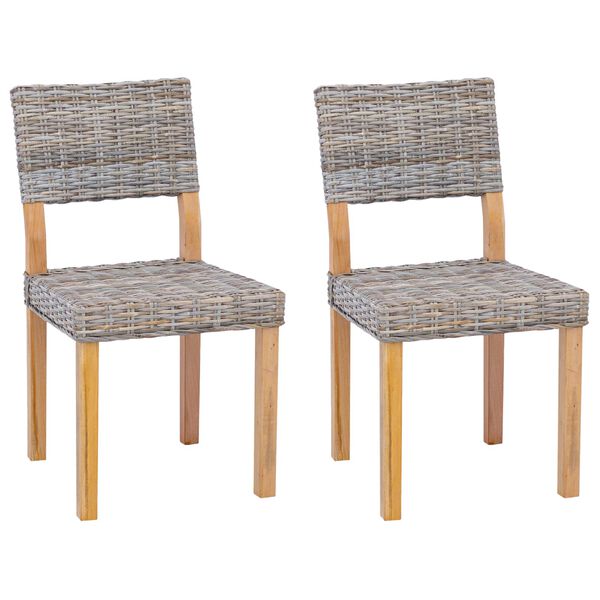 vidaXL Esszimmerstuhl 2 pcs Kubu Grau 46 x 55 x 84 cm Kubu Rattan
