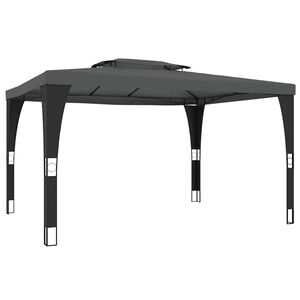 vidaXL Pavillon mit Doppeldach Anthrazit 3,98x2,98 m Stahl