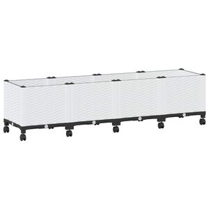 vidaXL Gartenpflanzer mit R&auml;dern Wei&szlig; 160 x 40 x 48 cm PP