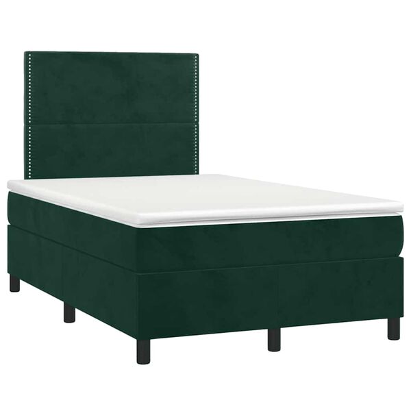 vidaXL Boxspringbett mit Matratze & LED Dunkelgr&uuml;n 120x190 cm Samt