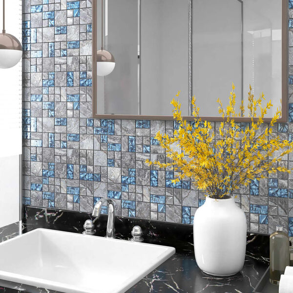vidaXL Mosaikfliesen 11 Stk. Grau Blau 30x30 cm Glas