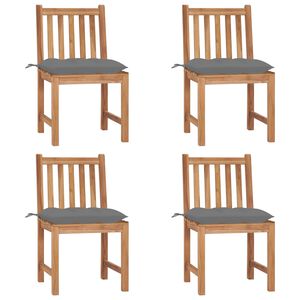 vidaXL Gartenst&uuml;hle 4 Stk. mit Kissen Massivholz Teak