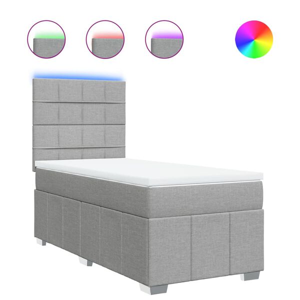 vidaXL Boxspringbett mit Matratze Hellgrau 90x200 cm Stoff