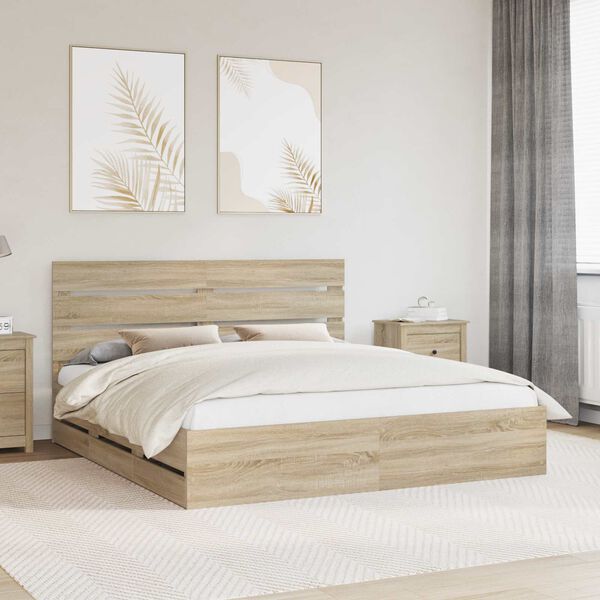 vidaXL Bettrahmen Sonoma-Eiche 180 x 200 cm Ingenieurs Holz