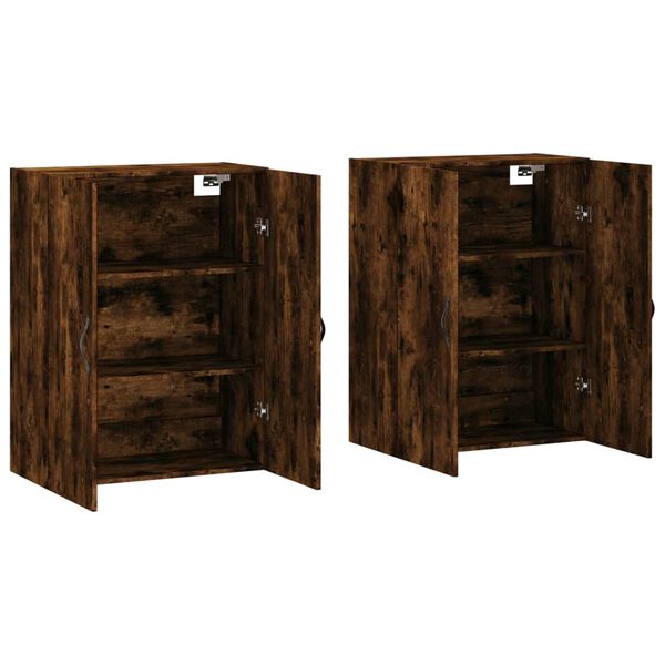 vidaXL Wandschr&auml;nke 2 Stk. R&auml;uchereiche Holzwerkstoff