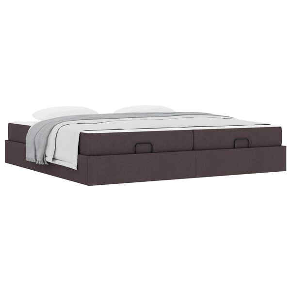 vidaXL Bettgestell mit Matratze mit Matratze 2 pcs Hellbraun Stoff