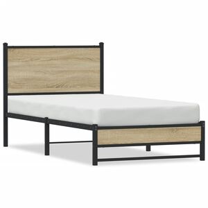vidaXL Metallbett ohne Matratze Sonoma-Eiche 80x200 cm