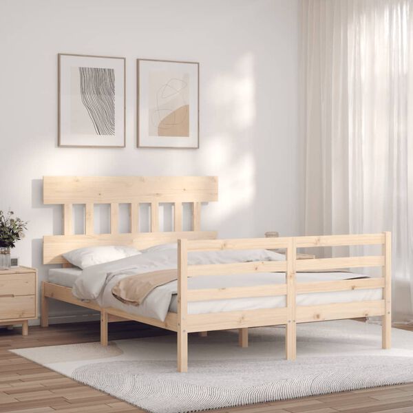 vidaXL Massivholzbett mit Kopfteil 140x200 cm
