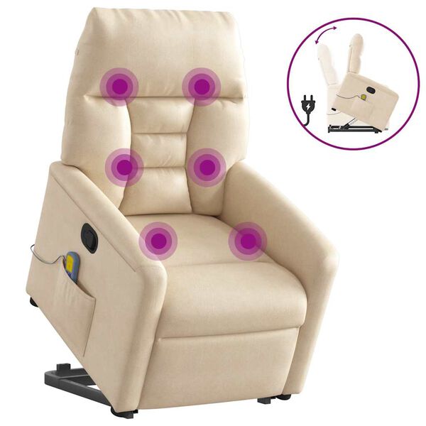 vidaXL Massagesessel mit Aufstehhilfe Beige Mikrofasergewebe