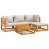 vidaXL 5-tlg. Garten-Lounge-Set mit Hellgrauen Kissen Massivholz