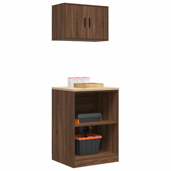 vidaXL Garagenschr&auml;nke 2 Stk. Braun Eichen-Optik Holzwerkstoff