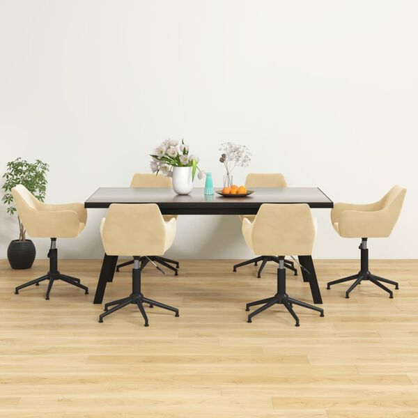 vidaXL Esszimmerst&uuml;hle 6 Stk. Drehbar Creme Samt