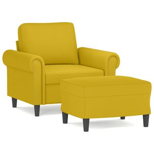 vidaXL Sessel mit Hocker Gelb 60 cm Samt