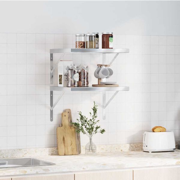 vidaXL Wandregale 2 Stk. 50x40 cm Silbern Edelstahl