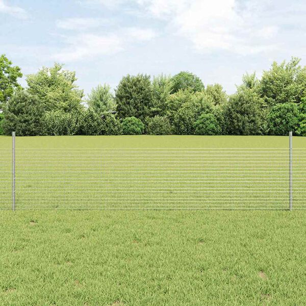 vidaXL Zaun mit Pfosten Silber 0,5 x 100 m Stahl