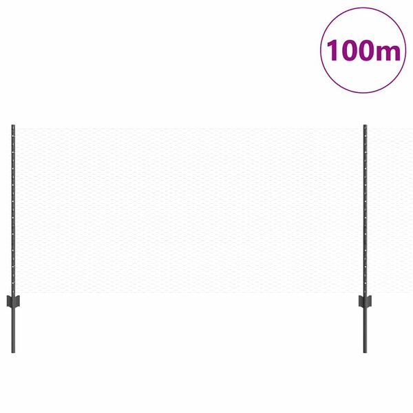 vidaXL Zaun mit Pfosten Grau 1 x 100 m Stahl und PVC