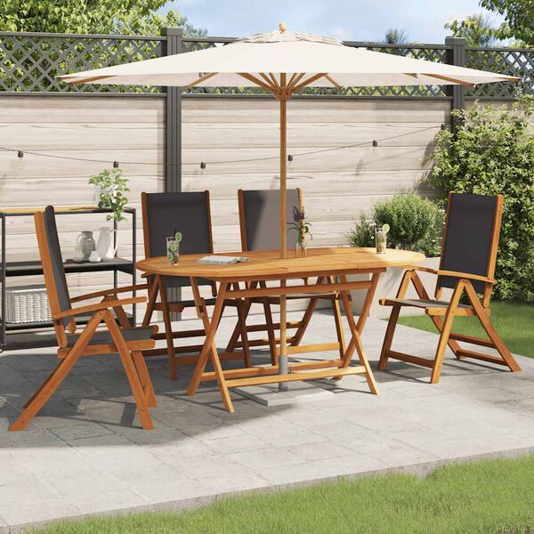 vidaXL Gartenst&uuml;hle 4 Stk. Klappbar Massivholz Akazie und Textilene