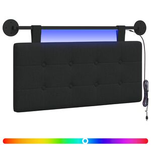 vidaXL H&auml;ngendes Kopfteil Mit LED Licht Schwarz Stoff