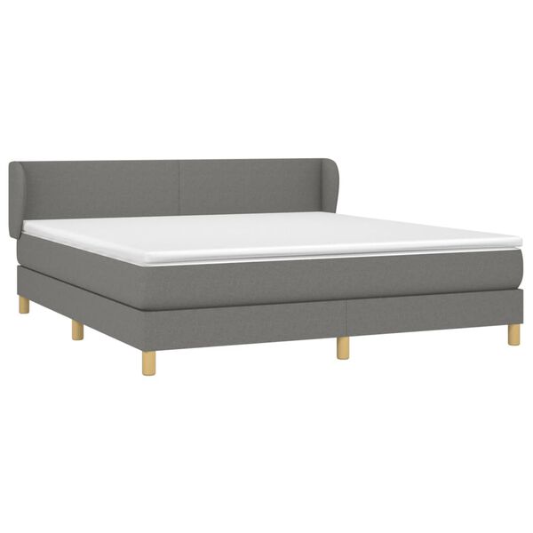 vidaXL Boxspringbett mit Matratze Dunkelgrau 180x200 cm Stoff