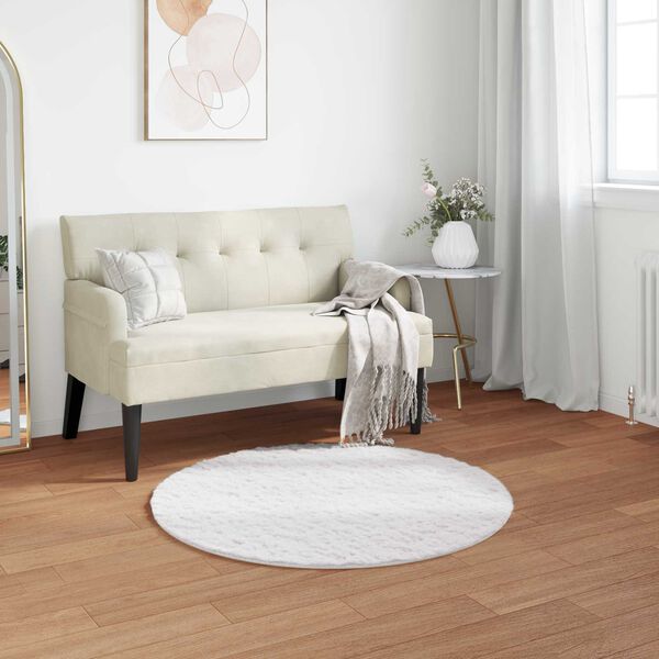 vidaXL Kunstfell Hasen Teppich Olite Wei&szlig; &Oslash; 80 cm Polyester