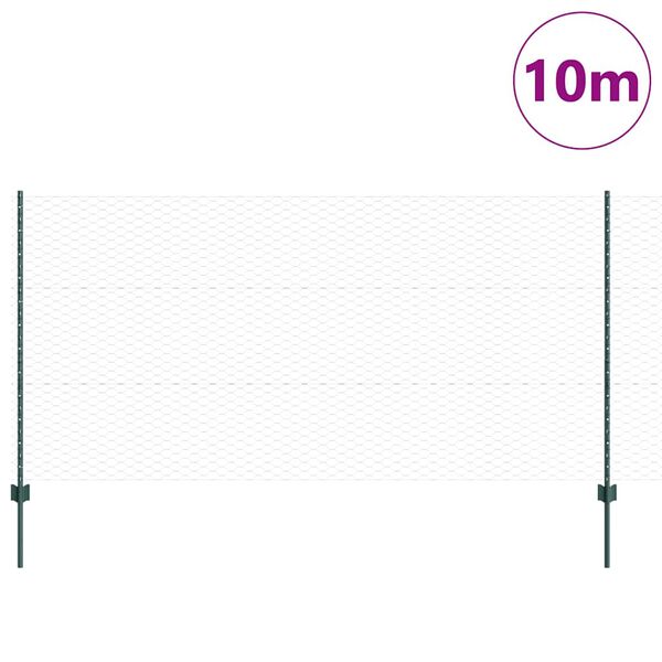 vidaXL Zaun mit Pfosten Gr&uuml;n 1,2 x 10 m Stahl und PVC