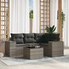 vidaXL 5-tlg. Garten-Sofagarnitur mit Kissen Grau Poly Rattan