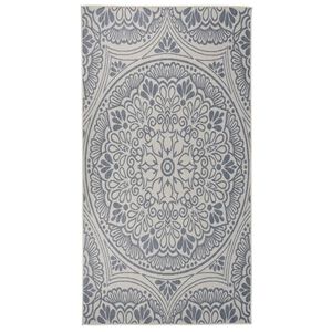 vidaXL Outdoor-Teppich Flachgewebe 80x150 cm Blaues Muster