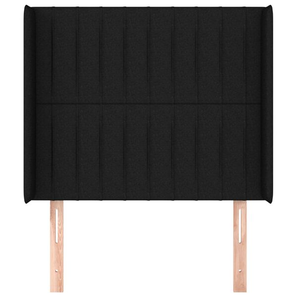 vidaXL Kopfteil mit Ohren Schwarz 93x16x118/128 cm Stoff