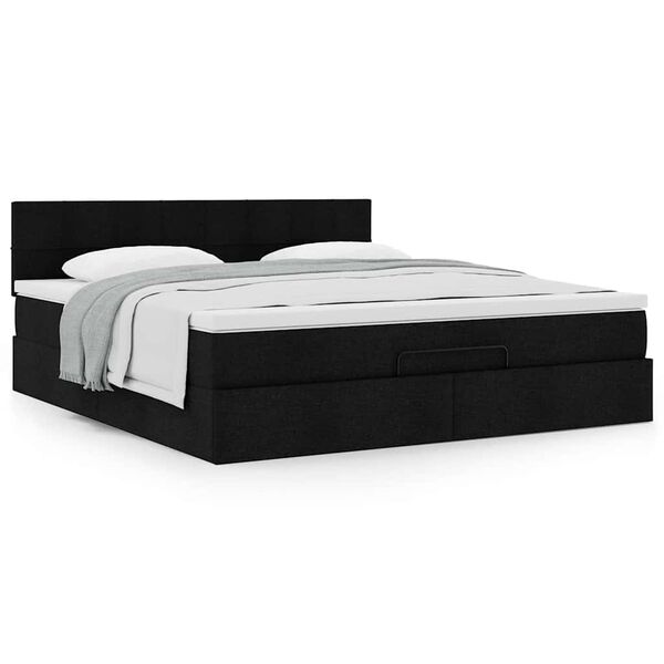 vidaXL Ottoman-Bett mit Matratze Schwarz 160x200 cm Stoff