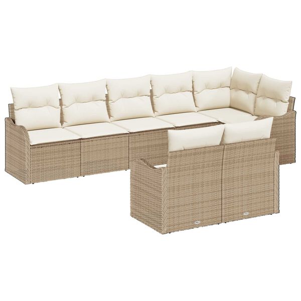 vidaXL Gartensofa-set mit Speicher 8 pcs Beige und Wei&szlig; Poly-Rattan