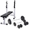 vidaXL Hantelbank mit Ablage, Langhantel und Kurzhantel-Set 90 kg