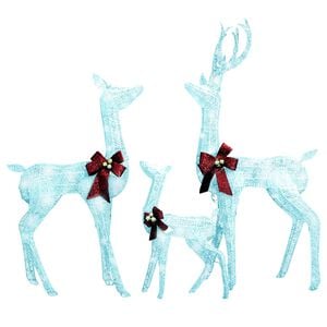 vidaXL Rentierfamilie Weihnachtsdekoration Wei&szlig; und Silber 201 LEDs