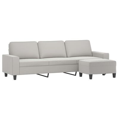 vidaXL 3-Sitzer-Sofa mit Hocker Hellgrau 210 cm Mikrofasergewebe