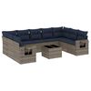 vidaXL 10-teiliges Gartensofa-Set mit Kissen, grau, Polyrattan