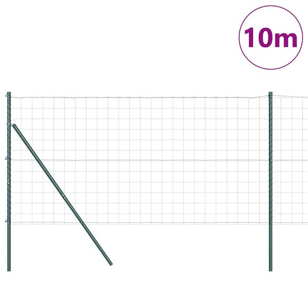 vidaXL Zaun mit Pfosten Gr&uuml;n 1,4 x 10 m Stahl und PVC